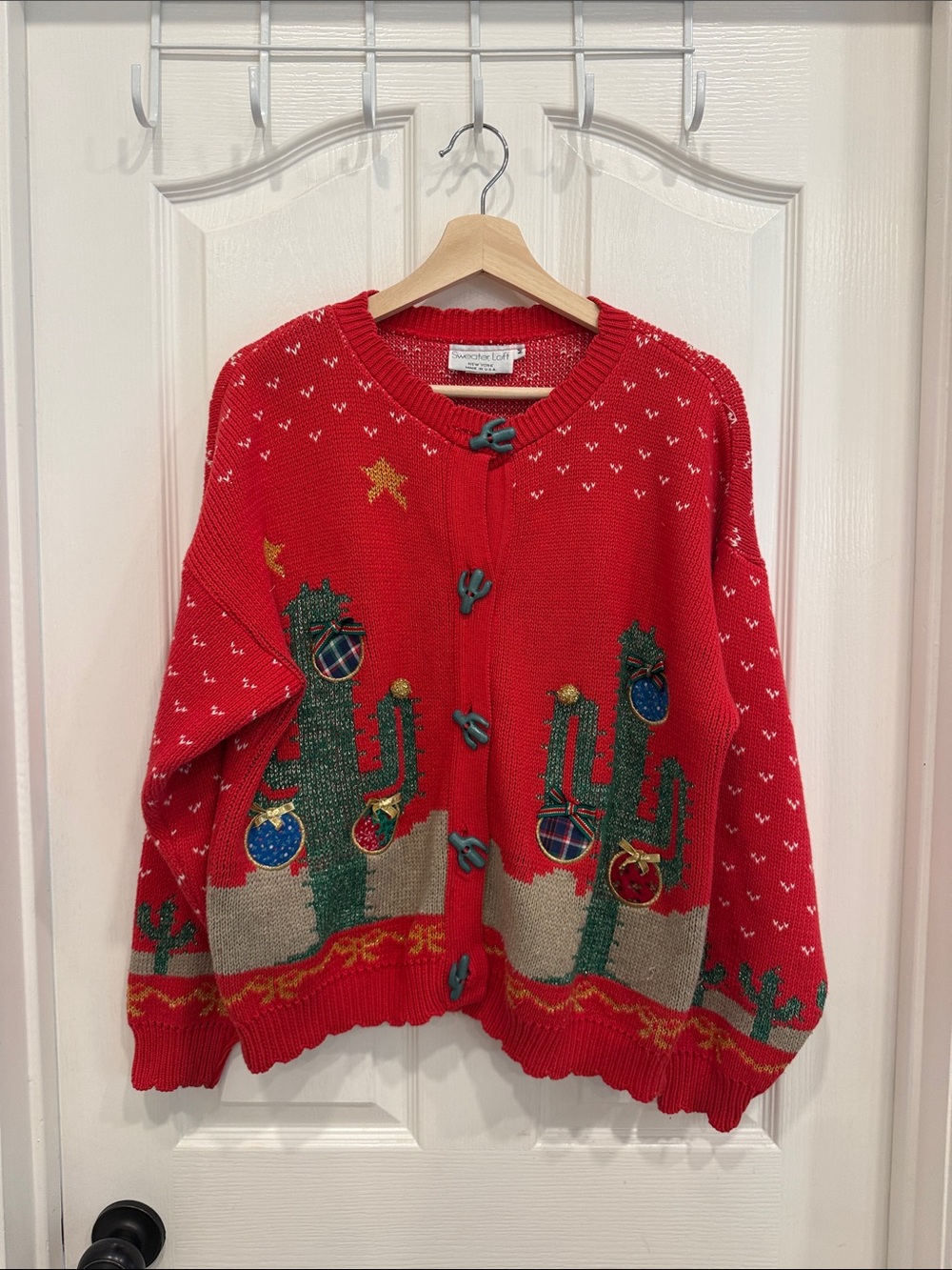 Cactus Christmas cardigan sweater